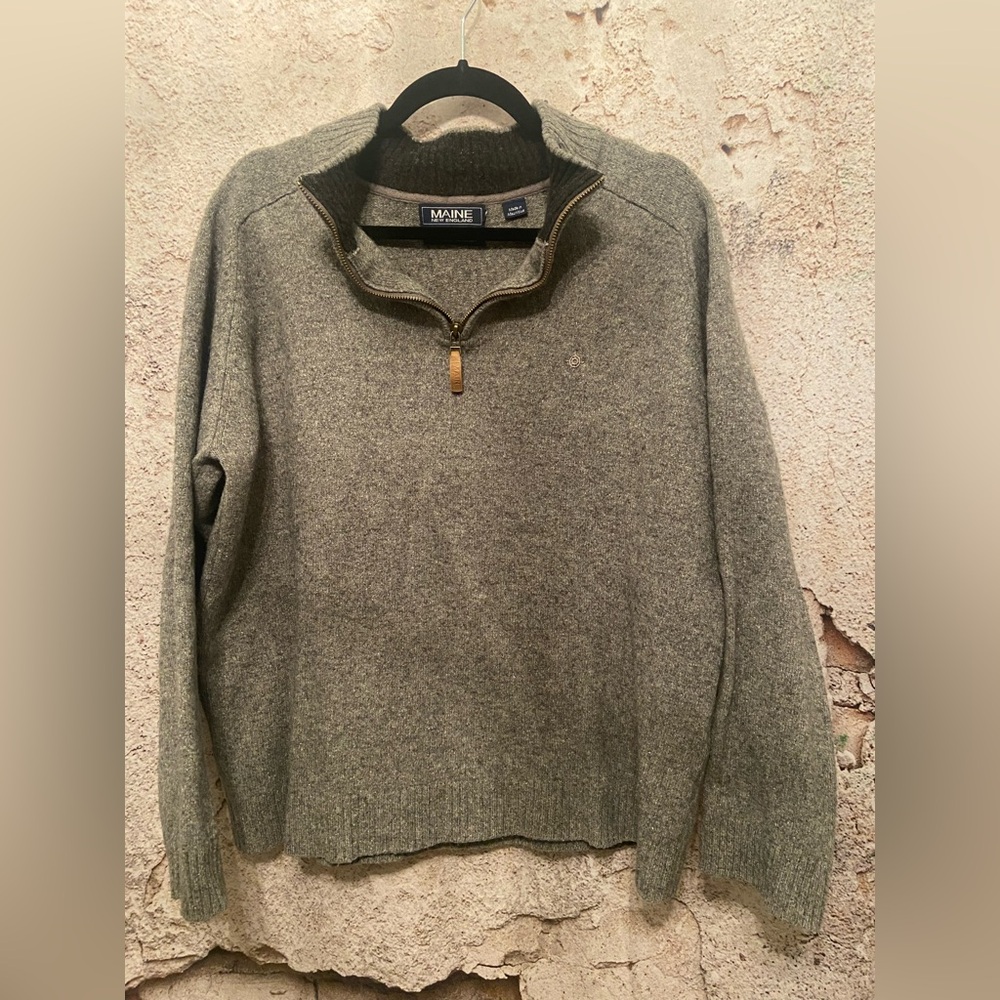 MENS Grey Maine New England Merino Wool Blend Sweater